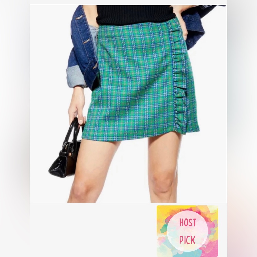 Top Shop Check Frill Miniskirt (size 2 fits like 0)